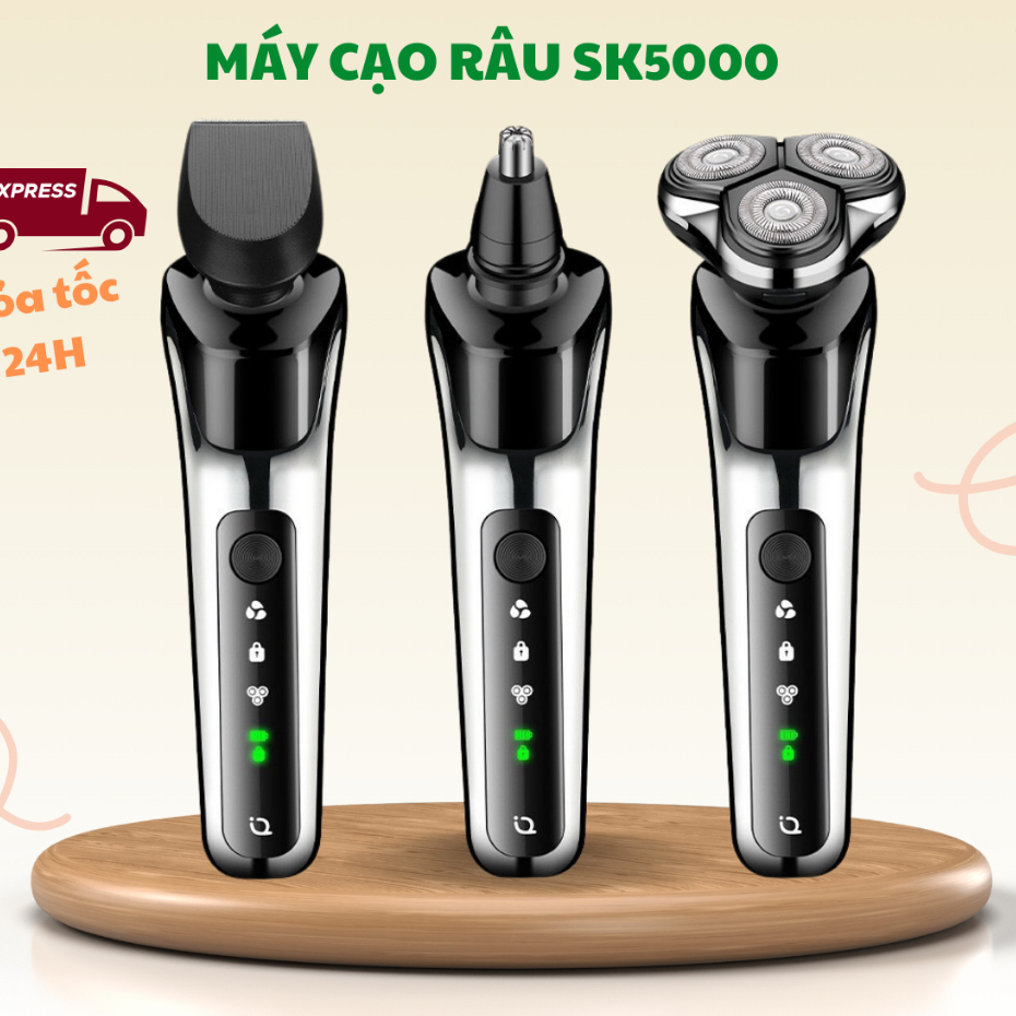 Máy cạo râu đa năng 3 lưỡi kép, Tỉa lông mũi tiện lợi, Cạo cực sát, êm, chống nước tuyệt đối DL Tech