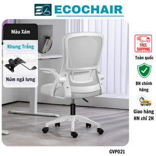 Ghế Văn Phòng Ecochair Lưng Lưới Tay Vịn Gập Gọn Thông Minh, Ghế Xoay Nâng Hạ Ngồi Làm Việc Học Tập Nệm Dày Dặn Size Lớn