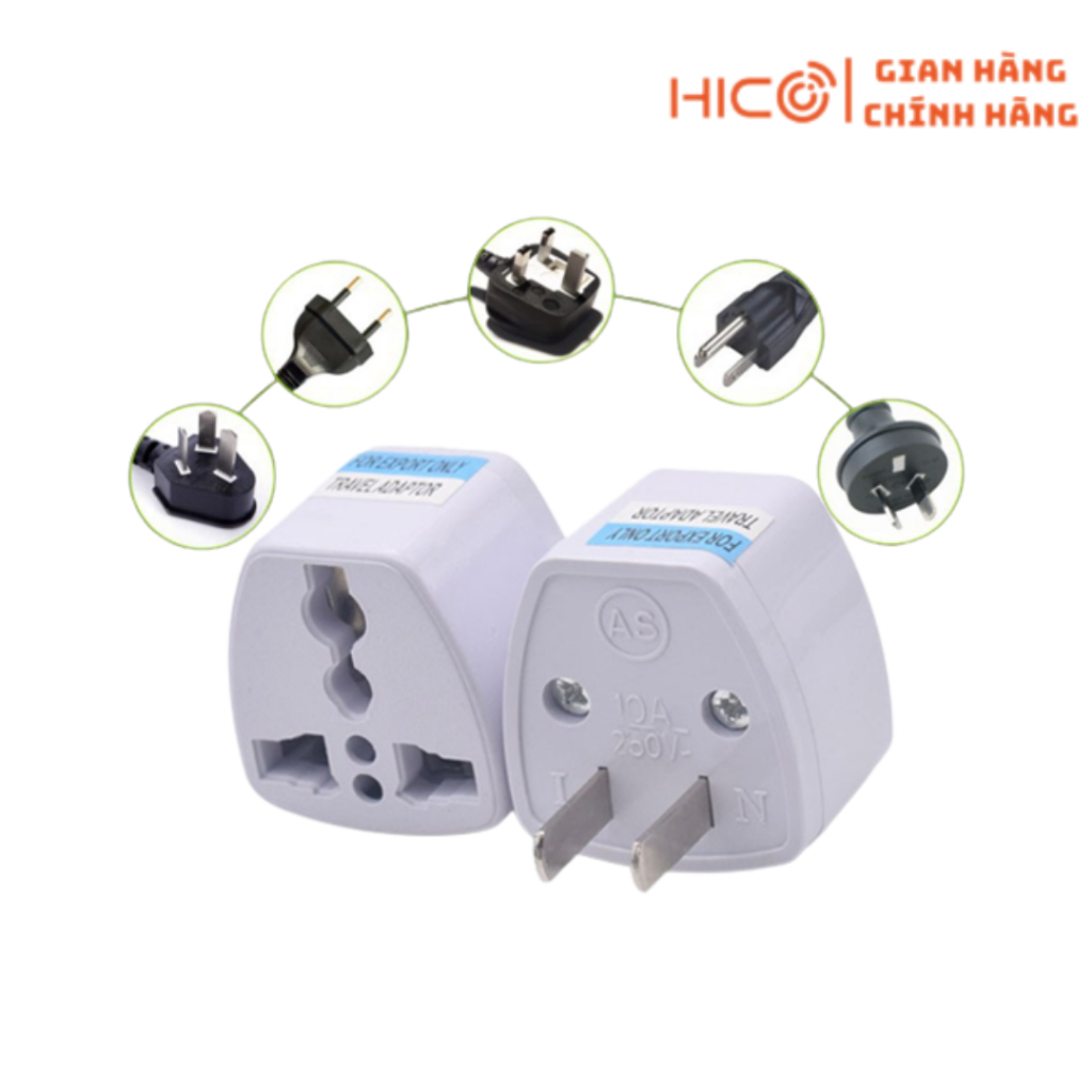 [HICO-HCM]  Phích cắm, Ổ cắm chuyển đổi đầu 3 chân sang 2 chân - OC01 - Trắng - Phù hợp nhiều loại c