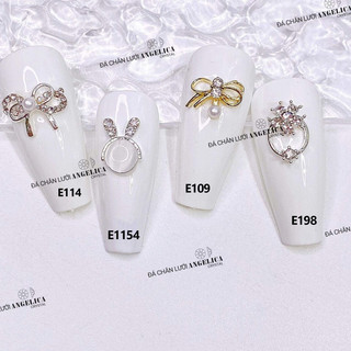 Charm đá đính móng cao cấp nơ, thỏ, trái tim 3D