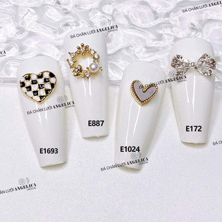 Charm đá đính móng cao cấp nơ, thỏ, trái tim 3D