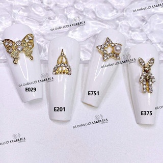 Charm đá đính móng cao cấp nơ, thỏ, trái tim 3D
