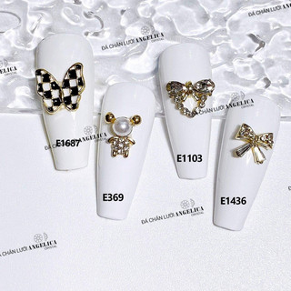Charm đá đính móng cao cấp nơ, thỏ, trái tim 3D