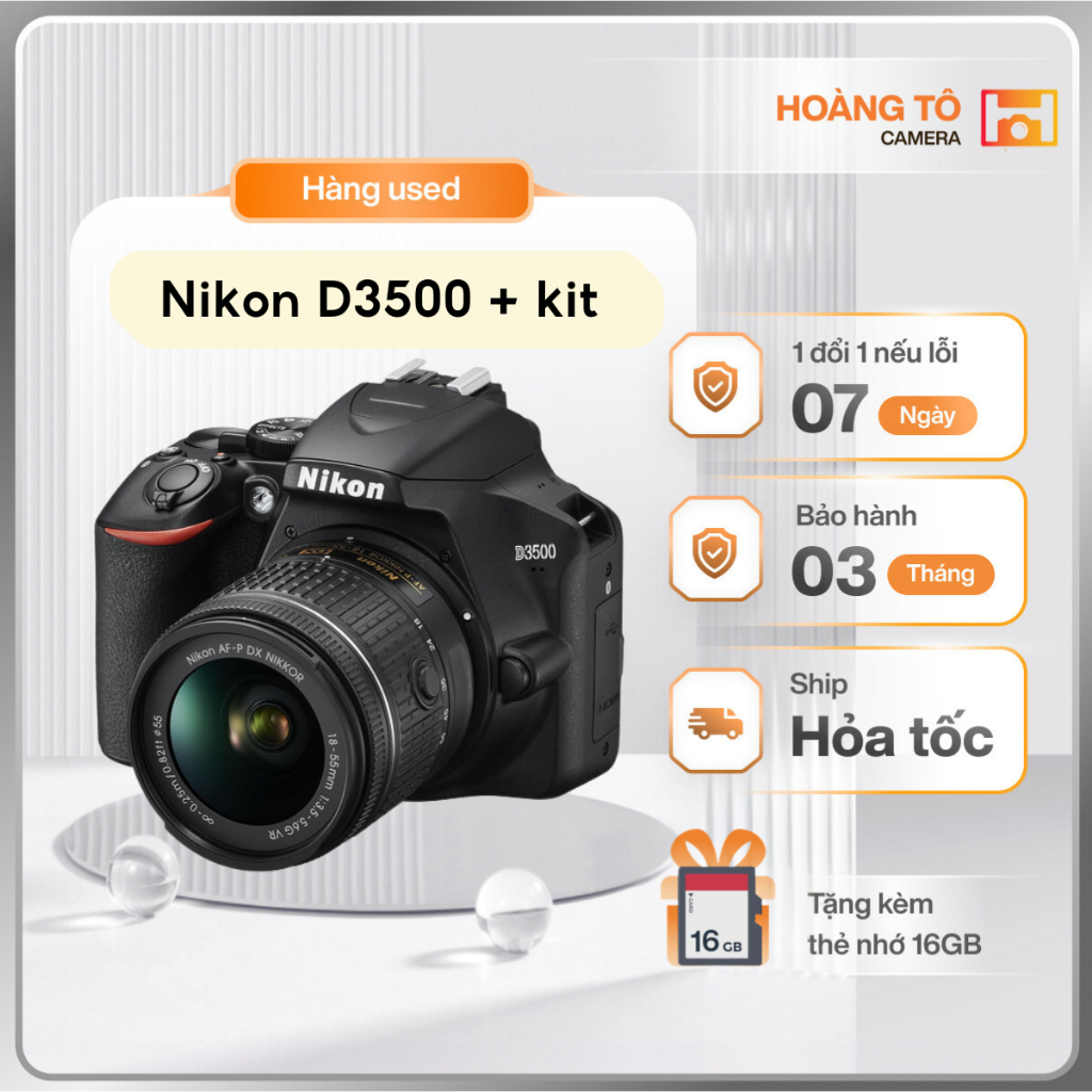 Máy ảnh Nikon D3500 + kit 16-55 cũ đẹp