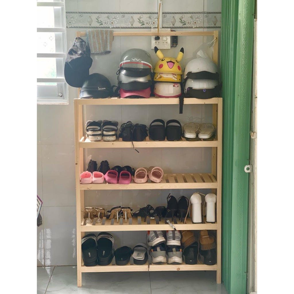 Kệ để đồ 4 ngăn bằng gỗ, kệ giày bằng gỗ 4 tầng