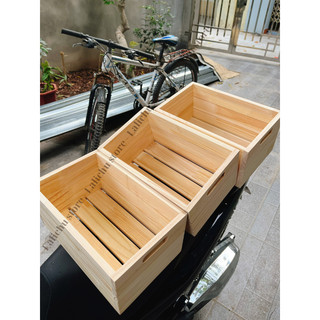 Hộp Gỗ Thông Có Tay Cầm, Thùng Gỗ Đựng Rau Củ Trái Cây Đồ Decor