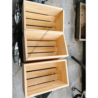 Hộp Gỗ Thông Có Tay Cầm, Thùng Gỗ Đựng Rau Củ Trái Cây Đồ Decor