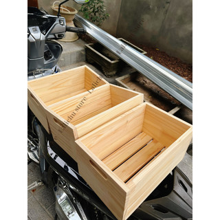 Hộp Gỗ Thông Có Tay Cầm, Thùng Gỗ Đựng Rau Củ Trái Cây Đồ Decor