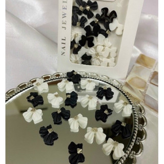 Cham nơ bột đen trắng mix đủ mẫu siêu đẹp set 50c