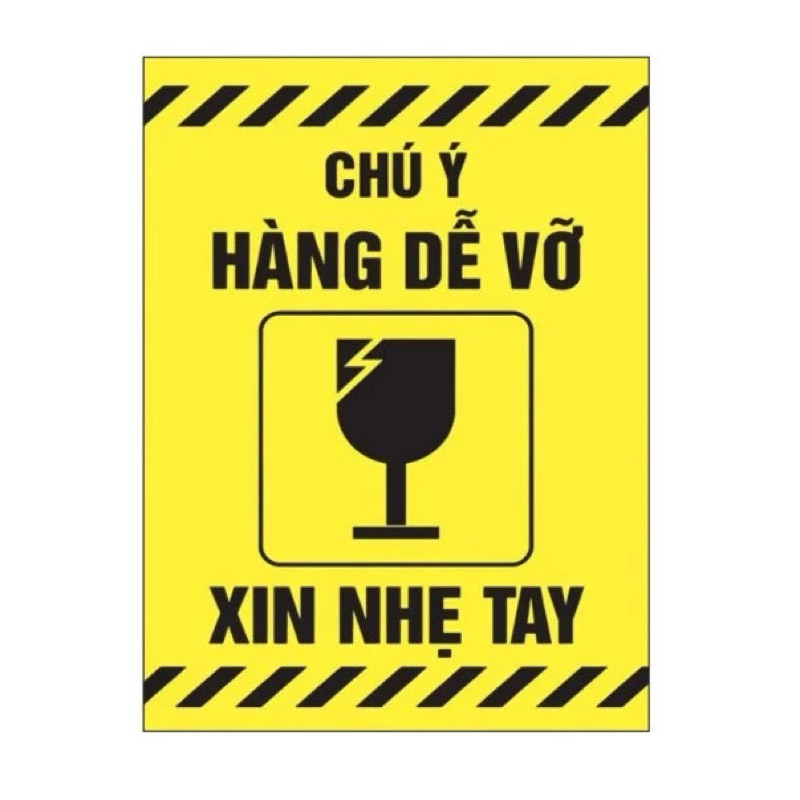 Tem Dán Chú Ý Hàng Dễ Vỡ KT 5x8cm