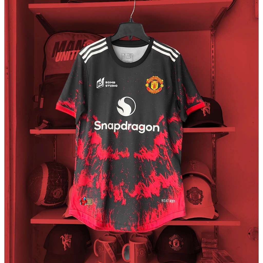 Áo Jersey concept MANCHESTER UNITED Lửa phối đen FORM BODY FIT - Poly thoáng mát - BOMBSHOP [JSY234]