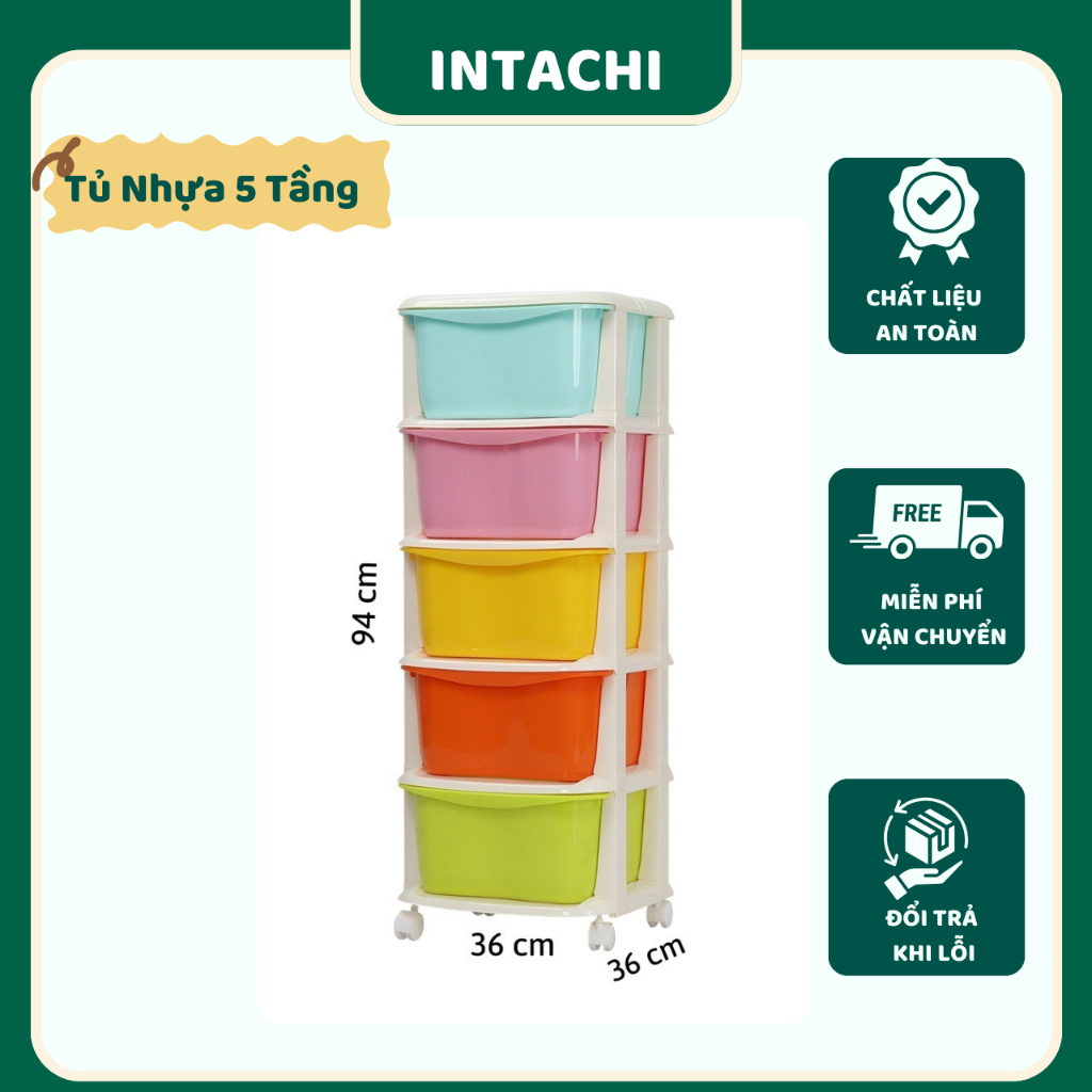 Tủ Nhựa 5 Tầng Có Bánh Xe, Kệ Tủ Đa Sắc 5 Tầng,Tủ Nhựa Đựng Quần Áo, Tủ Đa Sắc Có Ngăn Kéo