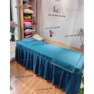 Ga/drap giường spa trần bông chất cotton poly, ga giường nối mi, ga giường gội tặng kèm vỏ gối