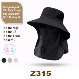  Nón Bucket Khẩu Trang Lưới Tháo Rời Chống Nắng Che Mặt Cổ Vành Nón Rộng Dây Rút   Mũ Tai Bèo Camping Dã Ngoại Nam Nữ   