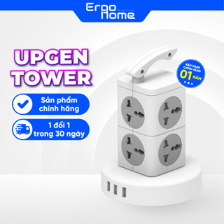Ổ Cắm Điện Đa Năng UPGEN TOWER Dạng Tháp Nhiều Tầng Chịu Tải Lớn, 3 cổng USB Sạc Nhanh, An Toàn Chống Cháy - ERGOHOME