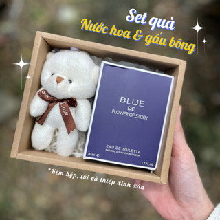 Set quà tặng bạn trai Nước hoa nam & Gấu bông, quà sinh nhật người yêu kèm hộp và túi