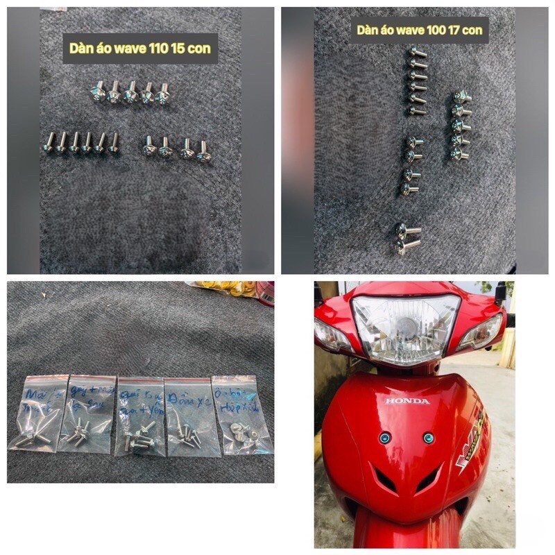 Ốc salaya dàn áo wave 100/110 inox 304 không gỉ sét