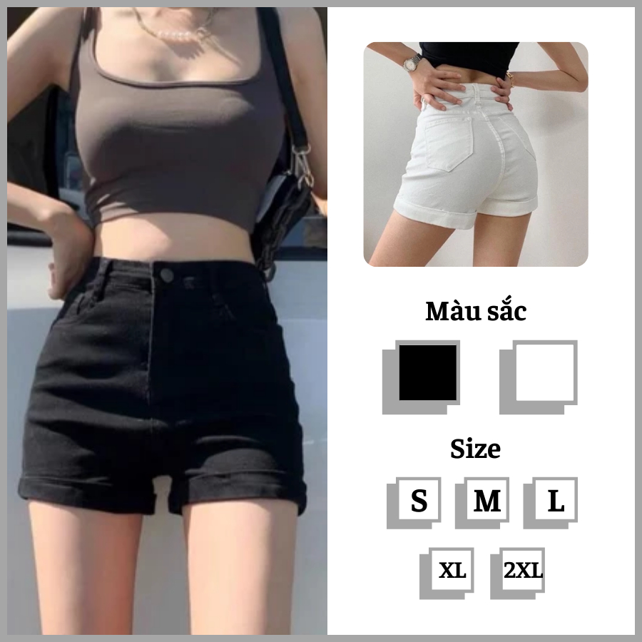 Quần Short Nữ Quận Đùi JEAN Cạp Cao Gen Bụng Chất Vải Bò Giấy Co Giãn Mềm Mịn Thoáng Mát | BigBuy360 - bigbuy360.vn