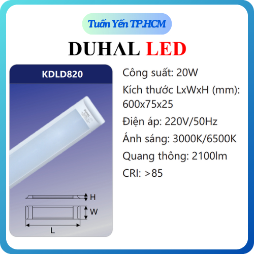 Đèn led bán nguyệt Mica Duhal KDLD820 6 tấc ánh sáng trắng - vàng hàng chính hãng - Tuấn Yến