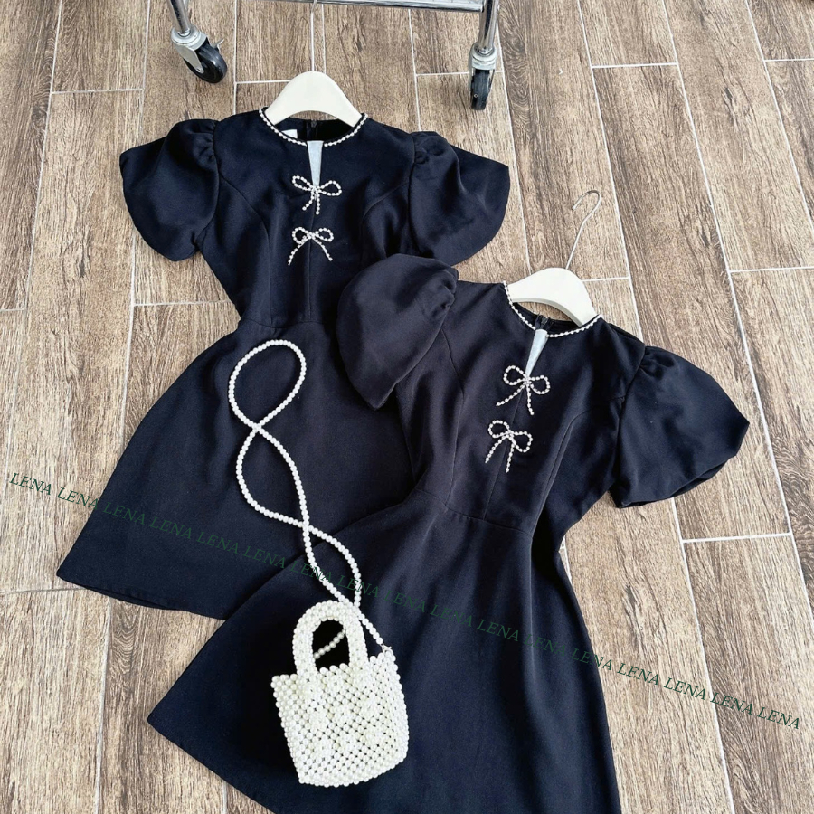 (Có BIGSIZE) Đầm dự tiệc phong cách Hàn Quốc - Váy nữ tiểu thư sang chảnh cutout phơ nơ đá LENA 3125 | BigBuy360 - bigbuy360.vn