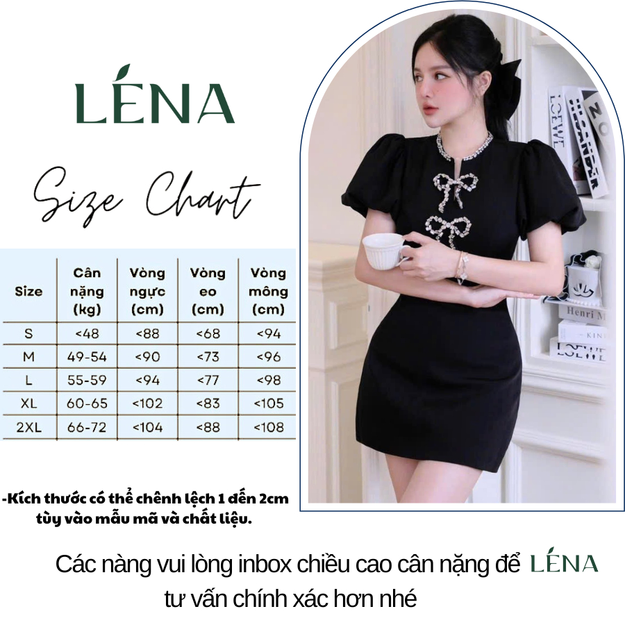 (Có BIGSIZE) Đầm dự tiệc phong cách Hàn Quốc - Váy nữ tiểu thư sang chảnh cutout phơ nơ đá LENA 3125 | BigBuy360 - bigbuy360.vn