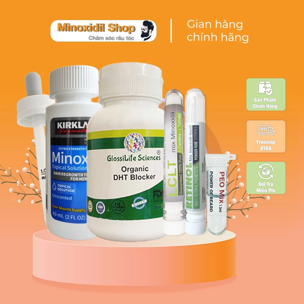 Dung Dịch Mọc Tóc - Combo Nâng Cao: Minoxidil 5% + DHT Blocker Ấn + LCLT + Retinol + Peo mix