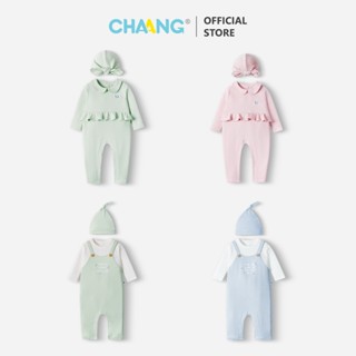 [CHAANG 0-6M] Bộ body dài tay cúc sau kèm mũ cho bé sơ sinh Music Chaang