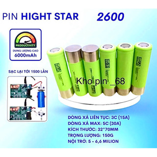 Cell Pin Highstar 18650 DL 2600mAh 10A tháo khối, chuyên pin xe điện và thiết bị lưu trữ