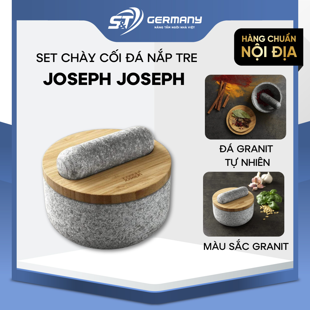 Set chày cối đá Joseph Joseph nắp tre 20176 nội địa Đức, Set chày cối đá cao cấp GST ELC 450222