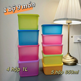 Set 9 hộp Tupperware ngăn mát màu ngẫu nhiên ( Loại to )- Tup Trung