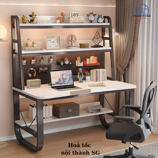 Bàn làm việc văn phòng có kệ sách,bàn học , để máy vi tính , bàn kệ sách BKT120- Nội thất Furniture