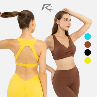 Áo bra tập gym yoga nữ, thiết kế xẻ thân áo, vải co giãn thấm hút thông thoáng Run Navy WBR107