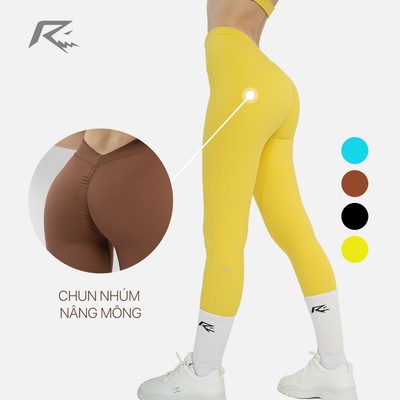 Quần legging tập gym yoga fitness aerobic, quần cạp cao chun dúm mông, tôn mông Run Navy WLF65