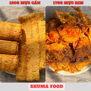 Combo siêu phẩm 325g gồm: 150g khô mực cán tẩm nguyên miếng, 175g khô mực rim Shumafood