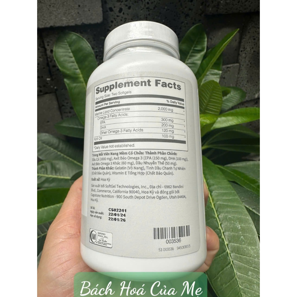 Dầu Cá NUSKIN Marine Omega 3 -Hàng Nhập khẩu Công Ty (120 viên, date mới nhất)