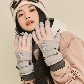 Găng Tay Len Nam Nữ, Găng Tay Trượt Tuyết Leo Núi Hai Màu Xinh Xắn Có Thể Cảm Ứng Giữ Ấm Tốt - HOTI - GT060