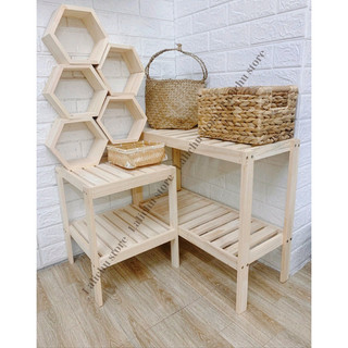 Combo 3 kệ gỗ để đồ gỗ tự nhiên decor