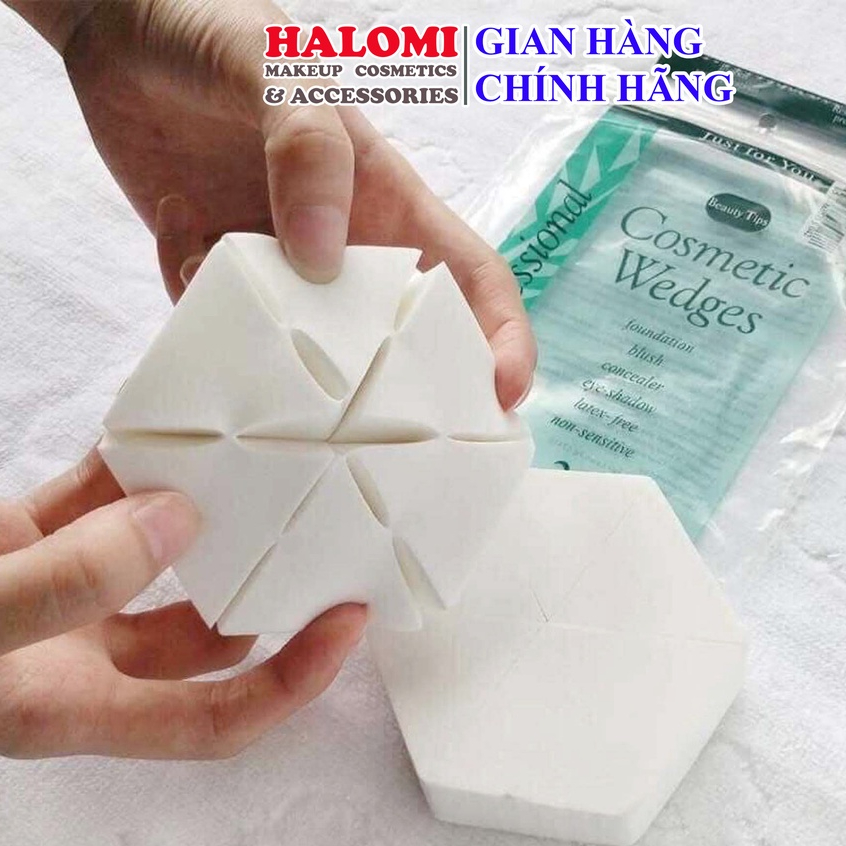 Mút tán nền 24 miếng Halomi siêu mềm mịn chuyên dùng cho makeup
