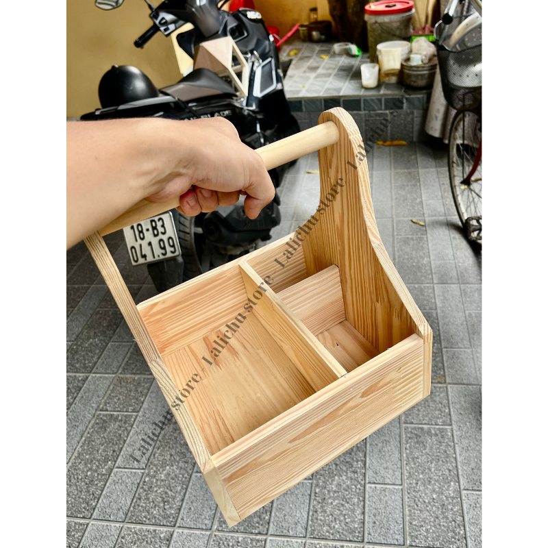 Khay Gỗ Có Tay Cầm Đa Năng Khay Đựng Đồ Trang Điểm Mỹ Phẩm Văn Phòng Phẩm