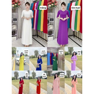 ÁO DÀI TRUYỀN THỐNG LỤA MỸ TRƠN CỔ TRÒN NHIỀU MÀU SẮC - ÁO DÀI LỤA MỸ CỔ TRÒN