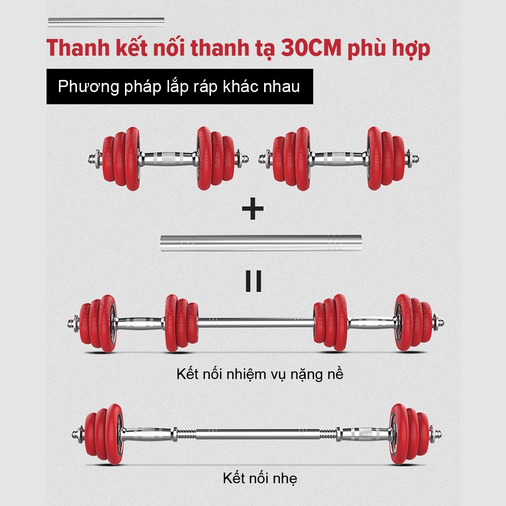 OneTwoFit tạ tập tay Barbell Dumbbell 20kg +30cm Barbell bar Bộ đĩa tạ tập gym thép nguyên chất