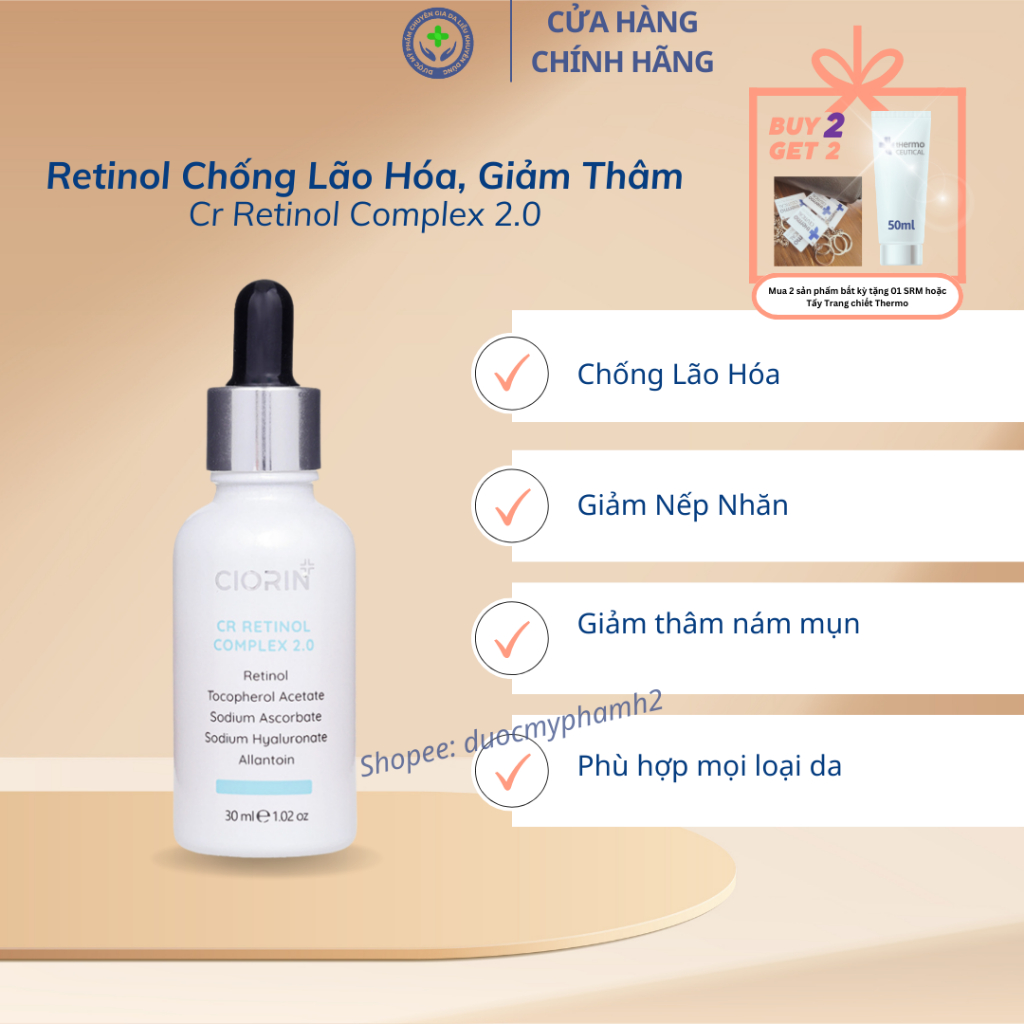[Ciorin] Cr Retinol Complex 2.0 Chống Lão Hóa, Giảm Nếp Nhăn, Giảm thâm nám mụn