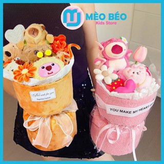 Bó Hoa Gấu Bông Hình Capybara, Gấu Dâu, Kuromi, Loopy Làm Quà Tặng - Mèo Béo Kids Store