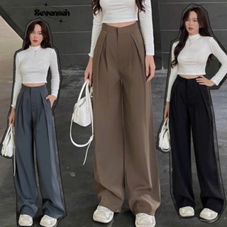  Quần tây ống rộng dài  CÓ BIGSIZE 40 - 80KG   xuông nữ lưng cao Sevensen quần suông- Mã 6340 