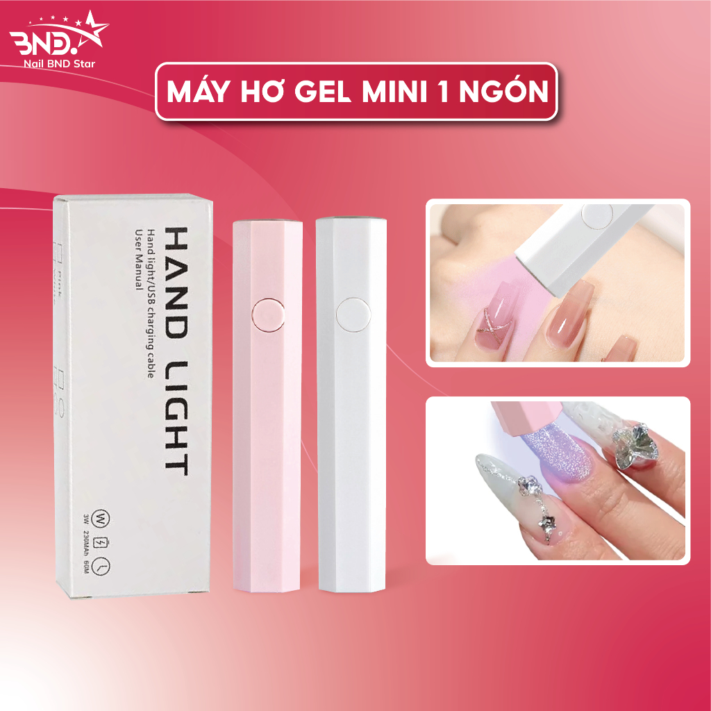 Máy hơ gel mini tích điện 3W - Đèn hơ móng nail mini cầm tay 1 ngón tiện lợi bảo hành 1 tháng