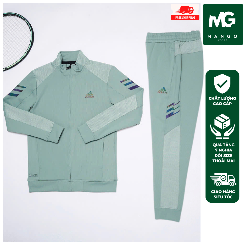 Set đồ nam thu đông Adidas kéo khoá phom dáng đẹp dày dặn, mặc nhà, thể dục thể thao, bản mới 2024 Mango MD4-3156