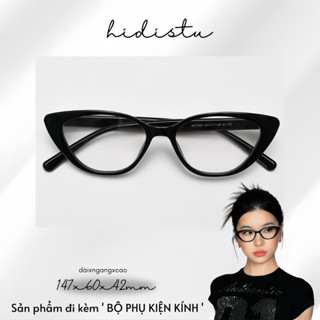 Gọng kính mắt mèo Katun. Form kính trung bình to phù hợp dáng mặt vừa to. Dáng kính trung bình dễ mang và xếch nhẹ nhàng