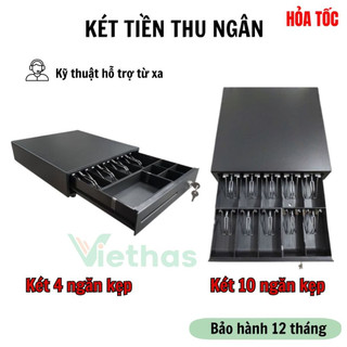 Két thu ngân, Két tiền, Ngăn kéo đựng tiền 4 ngăn, 10 ngăn - Bảo hành 12 tháng