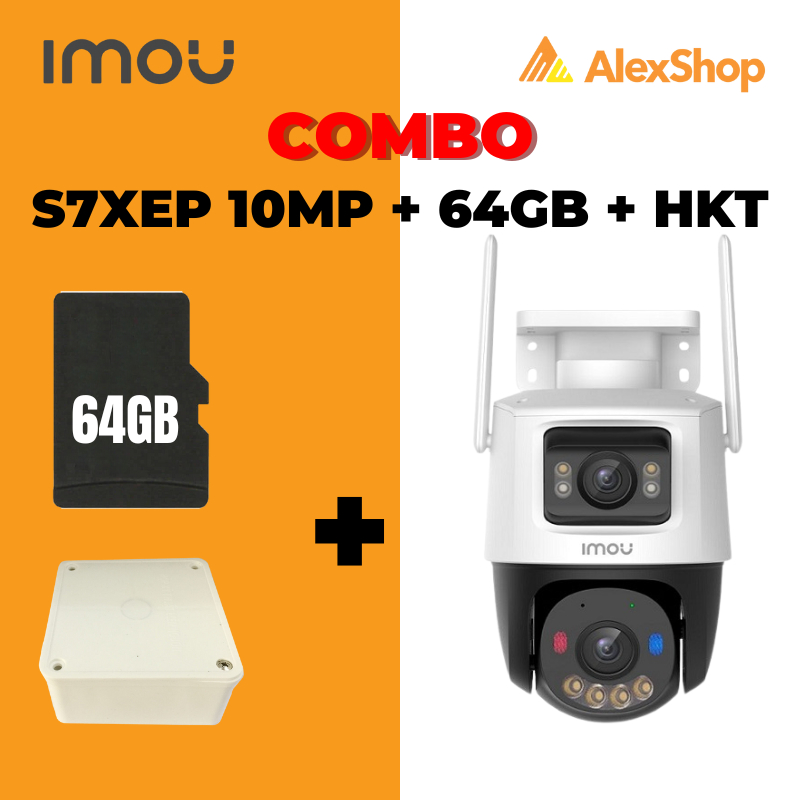 [COMBO-10M] Camera IMOU Cruiser Dual 2 S7XEP 10M + Thẻ 64Gb + Hộp Kỹ Thuật, Ngoài Trời, Xoay 2 Mắt, 