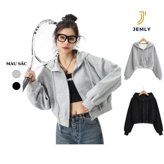 [ Prenium Cao Cấp ]  Áo khoác nỉ croptop hoodie zip dáng ngắn mũ rông ,Áo Sweater Nỉ Dài Tay  có túi trong chất nỉ hàn
